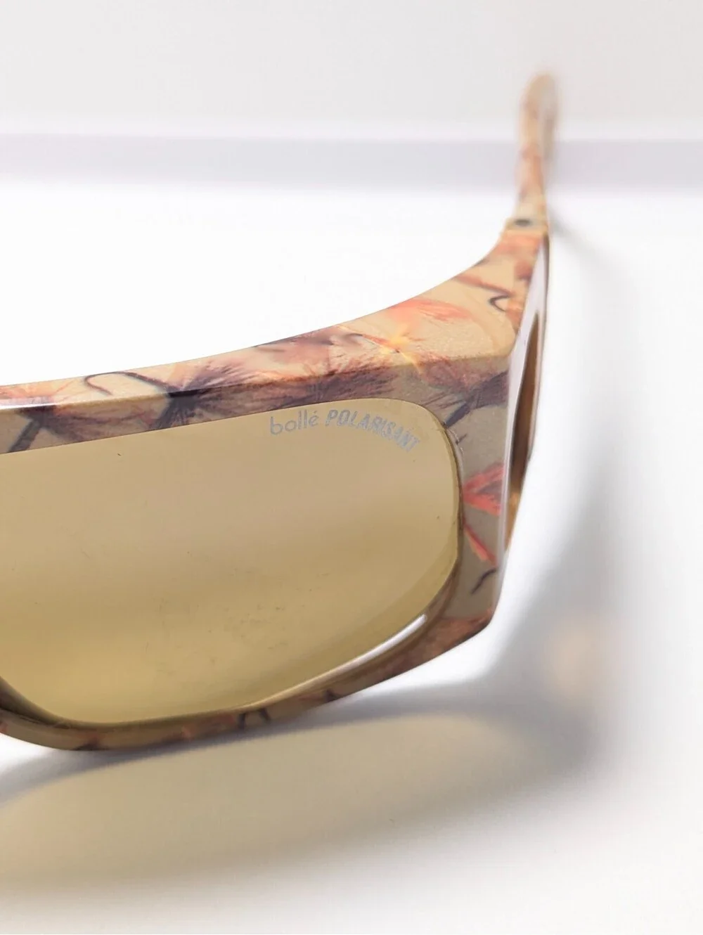 Bollé Chic Amber UV Fishing Brown Pattern Wraparound Made France Sunglasses